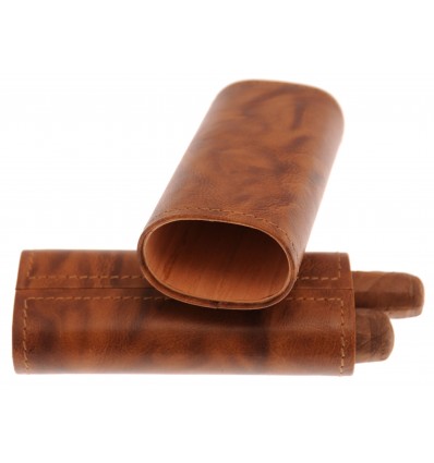 Etui 2 cigares cuir camel