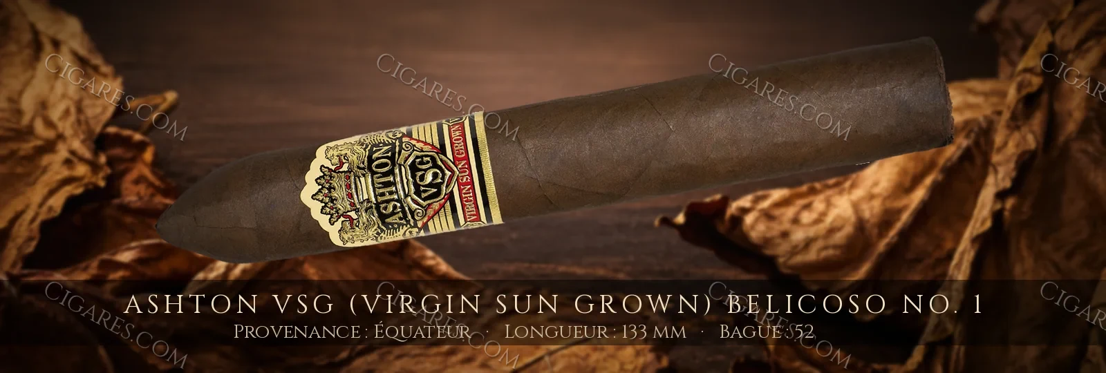 Ashton VSG (Virgin Sun Grown) Belicoso No. 1 — Ashton — République Dominicaine